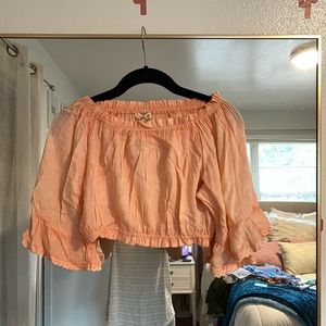 Off Shoulder Coral Crop Top